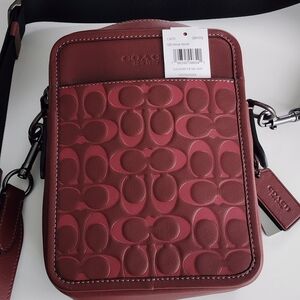 Coach Men's Red Leather Crossbody Bag
